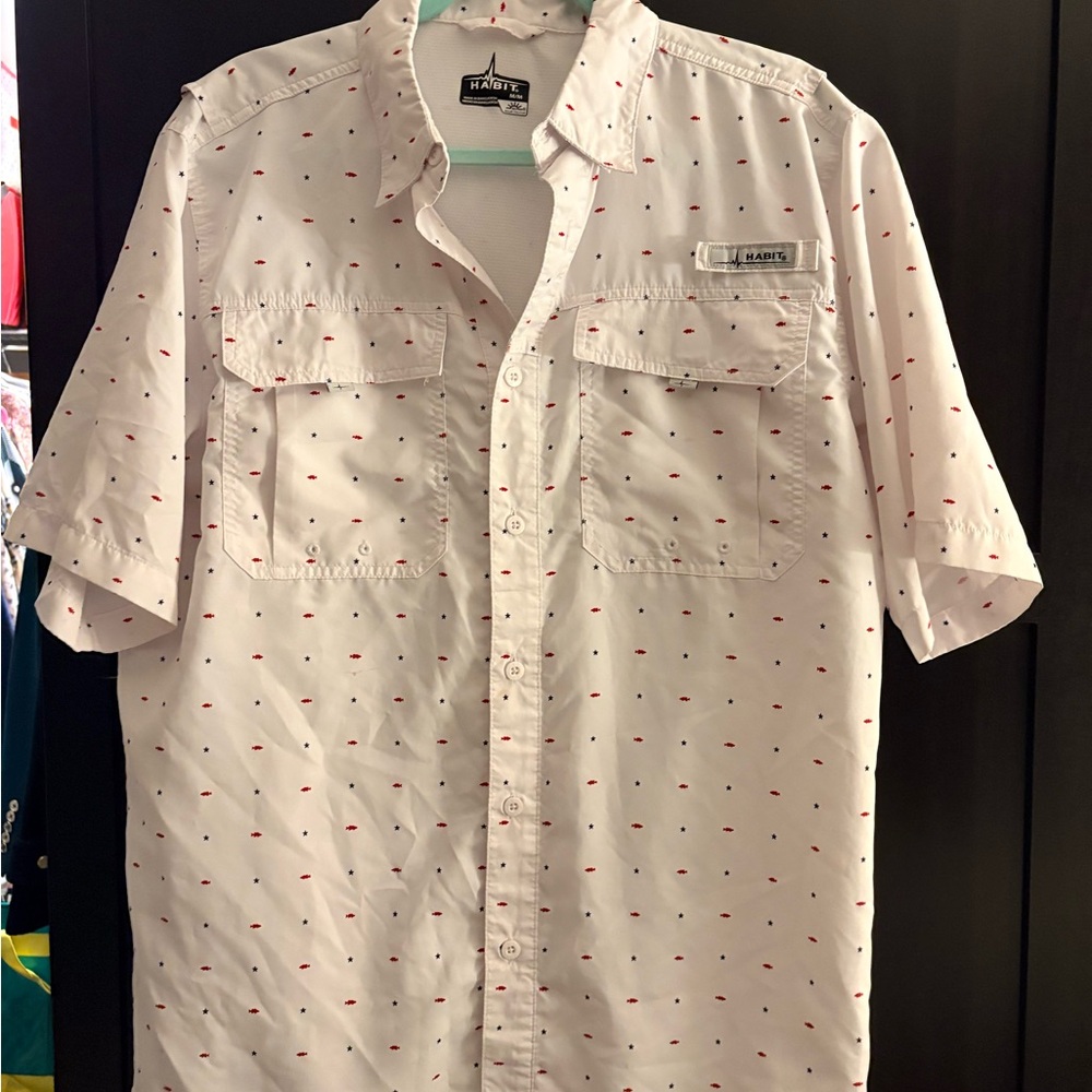 Habit Men's White Shirt with Red Accents